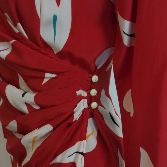 Wrap Dress  ORLEON DE PARIS Vintage Women Shoulder Padded Multicolor Size 7 - Picture 8 of 16